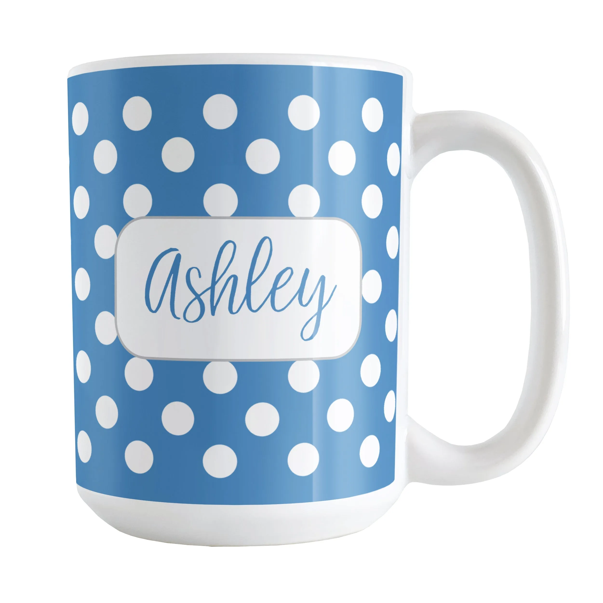 Personalized Blue Polka Dot Mug