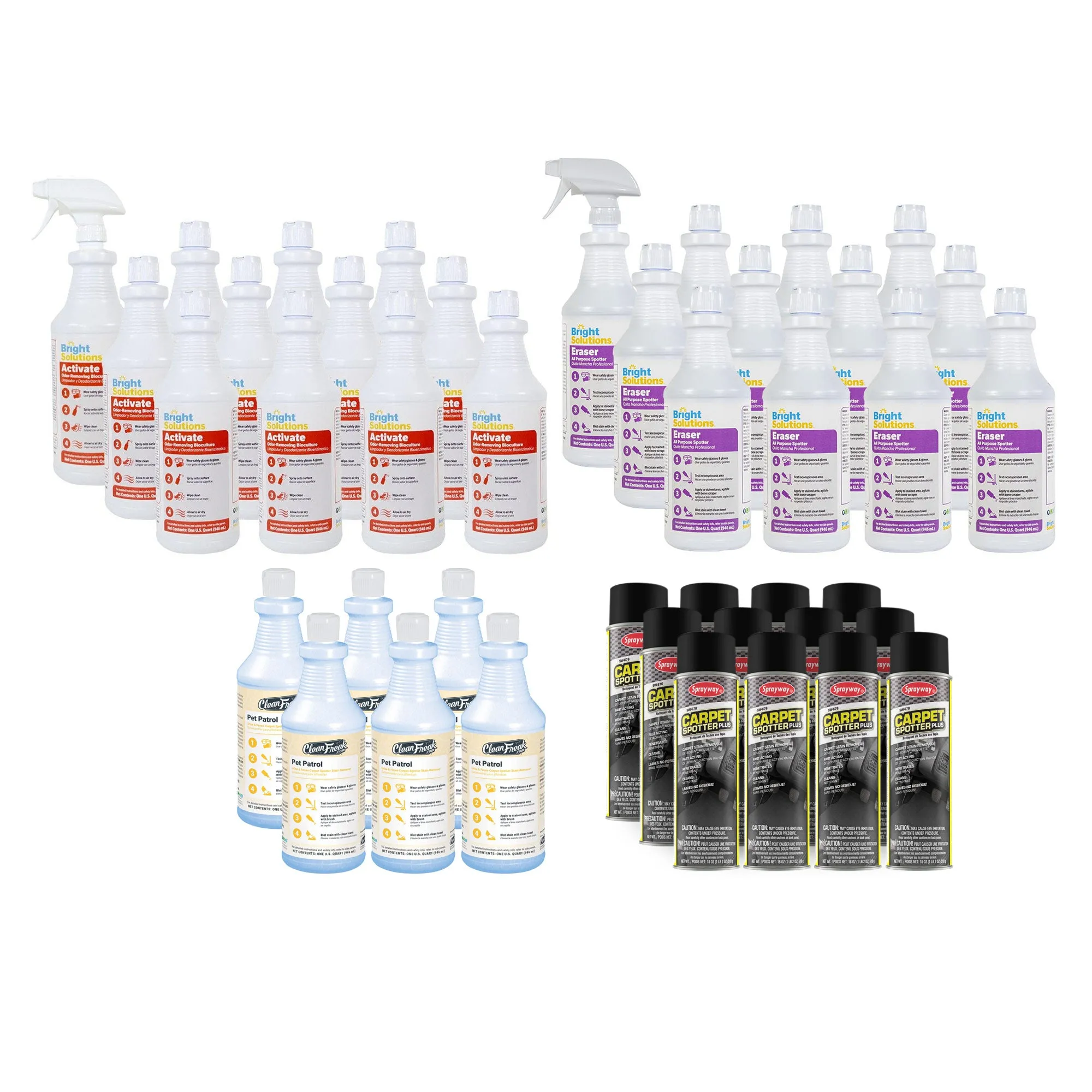 Pet & Other Specialty Stain Removal Carpet Cleaning Chemical Package (4 Different Chemicals)