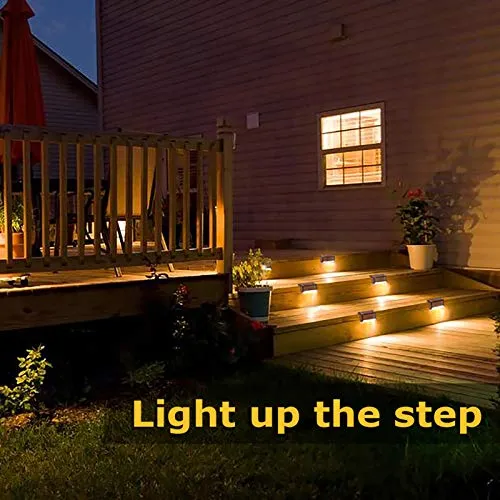 Phereu Solar Deck Lights Outdoor, 16 Pack Solar Step Lights LED Waterproof Patio Decor Solar Lights for Outside Railing, Stairs, Fence, Post, Yard and Driveway, Warm White