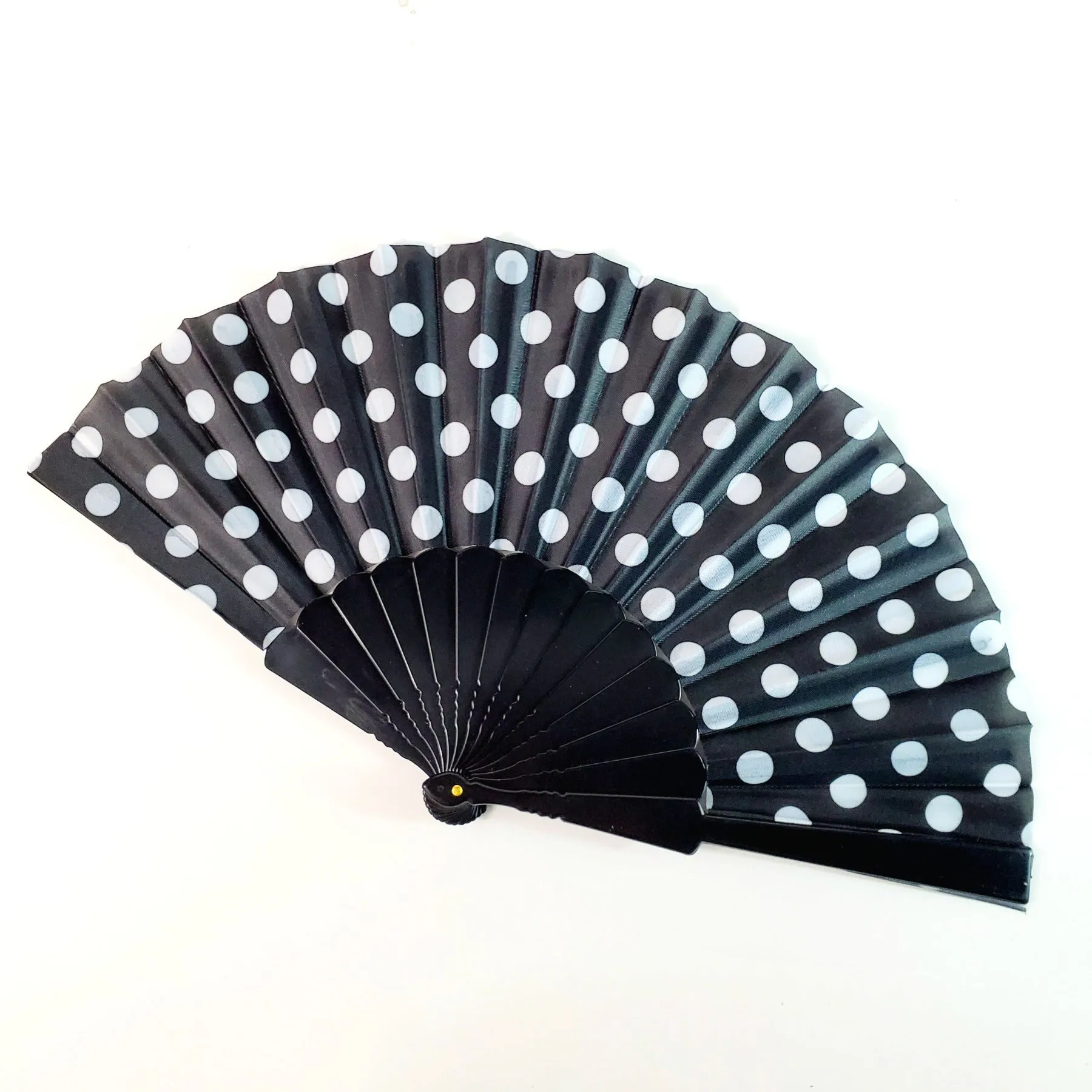 Polka Dot Folding Fan in Black & White