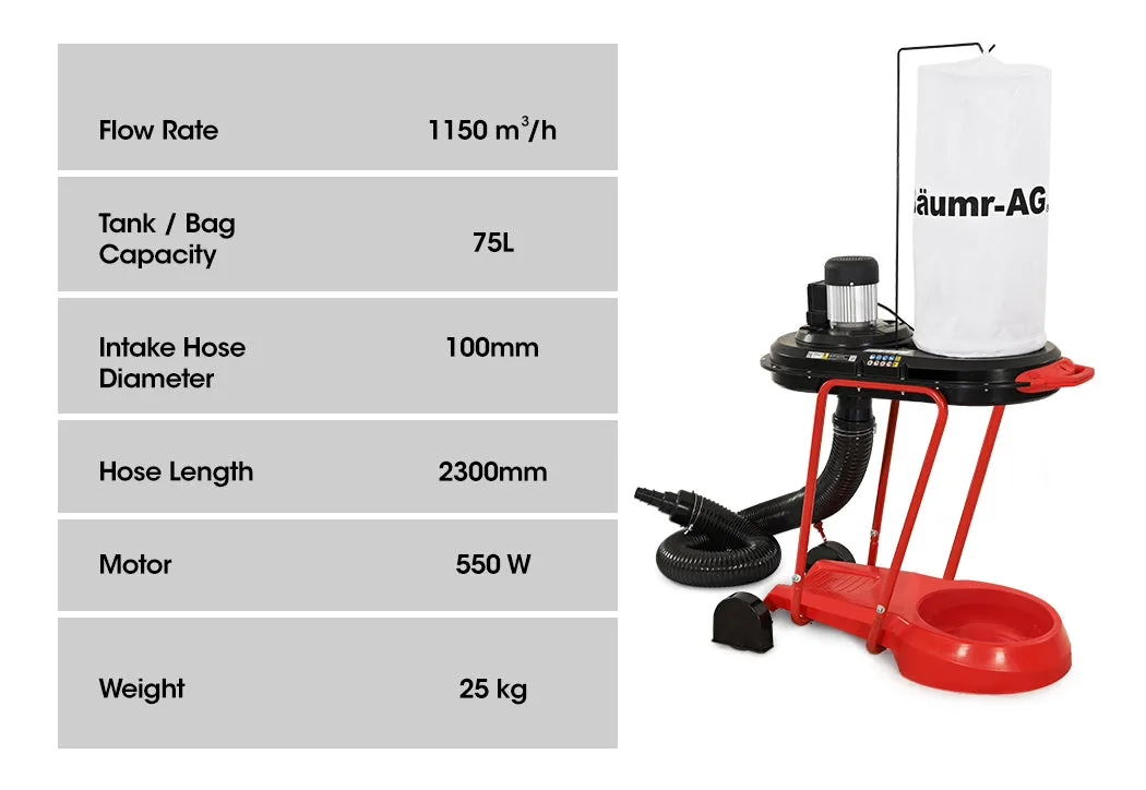 Portable 75L 3/4HP Woodworking Dust Collector Baumr-AG