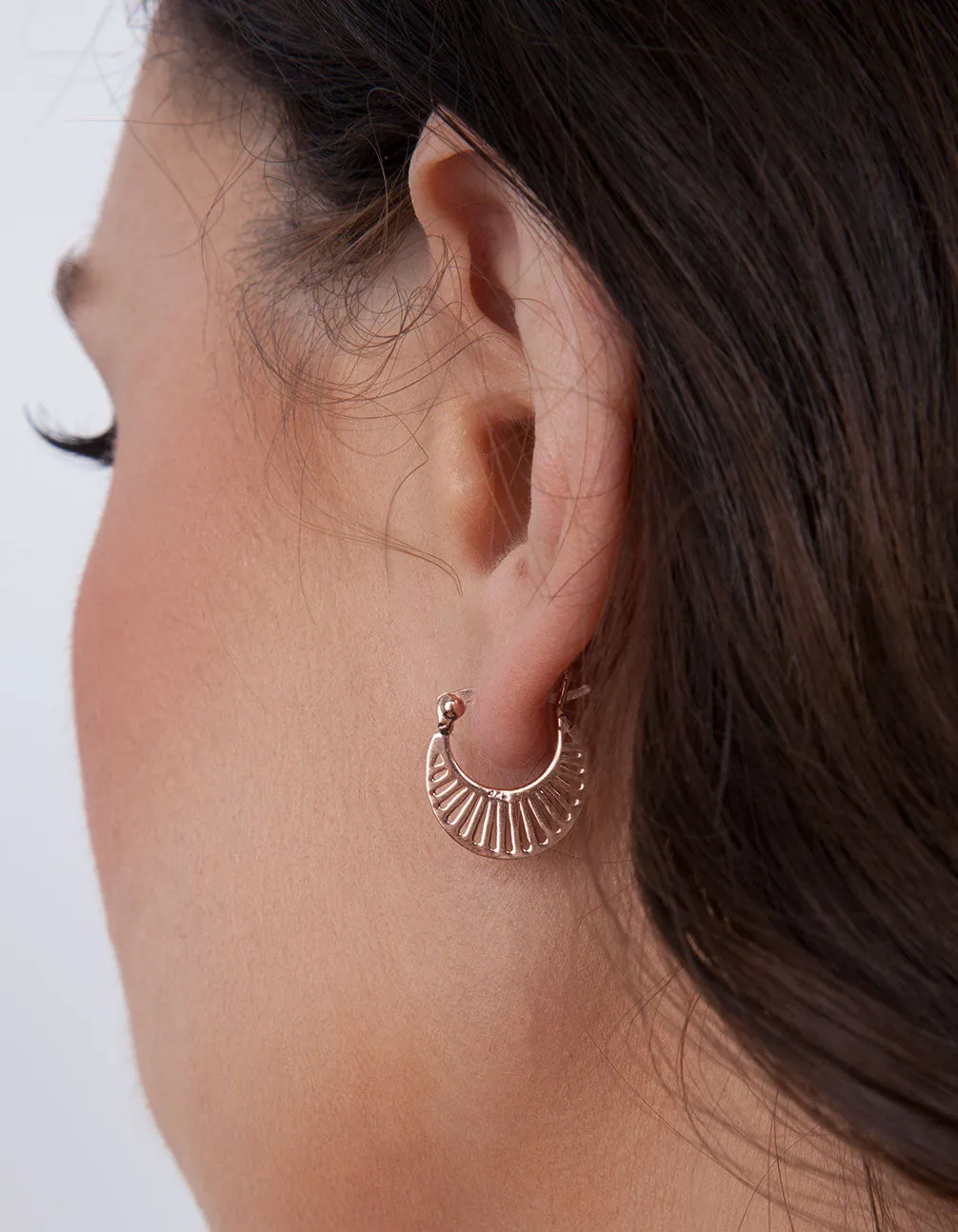 Rose Gold Plated Fanned Hoop Earring