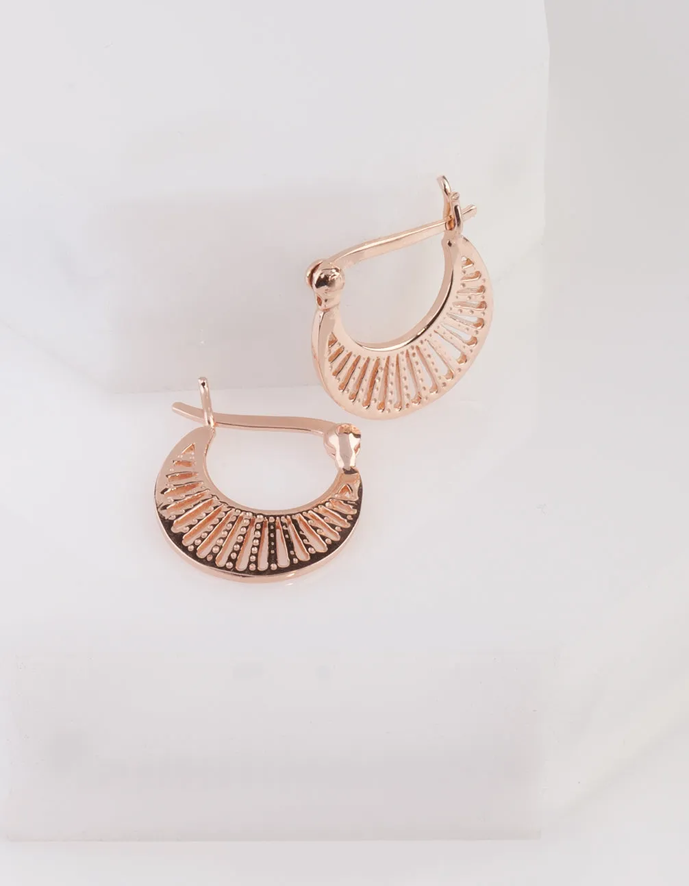 Rose Gold Plated Fanned Hoop Earring