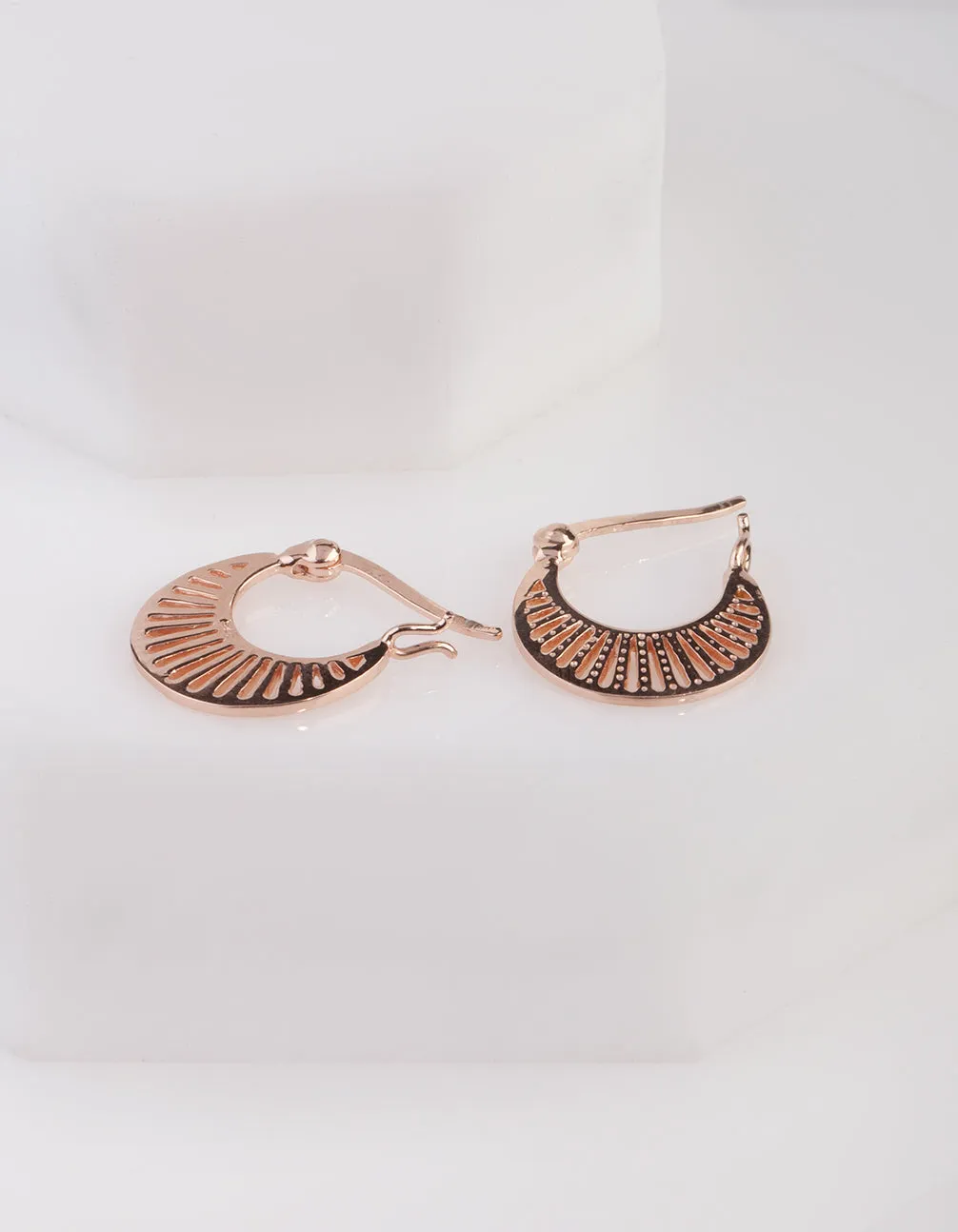 Rose Gold Plated Fanned Hoop Earring