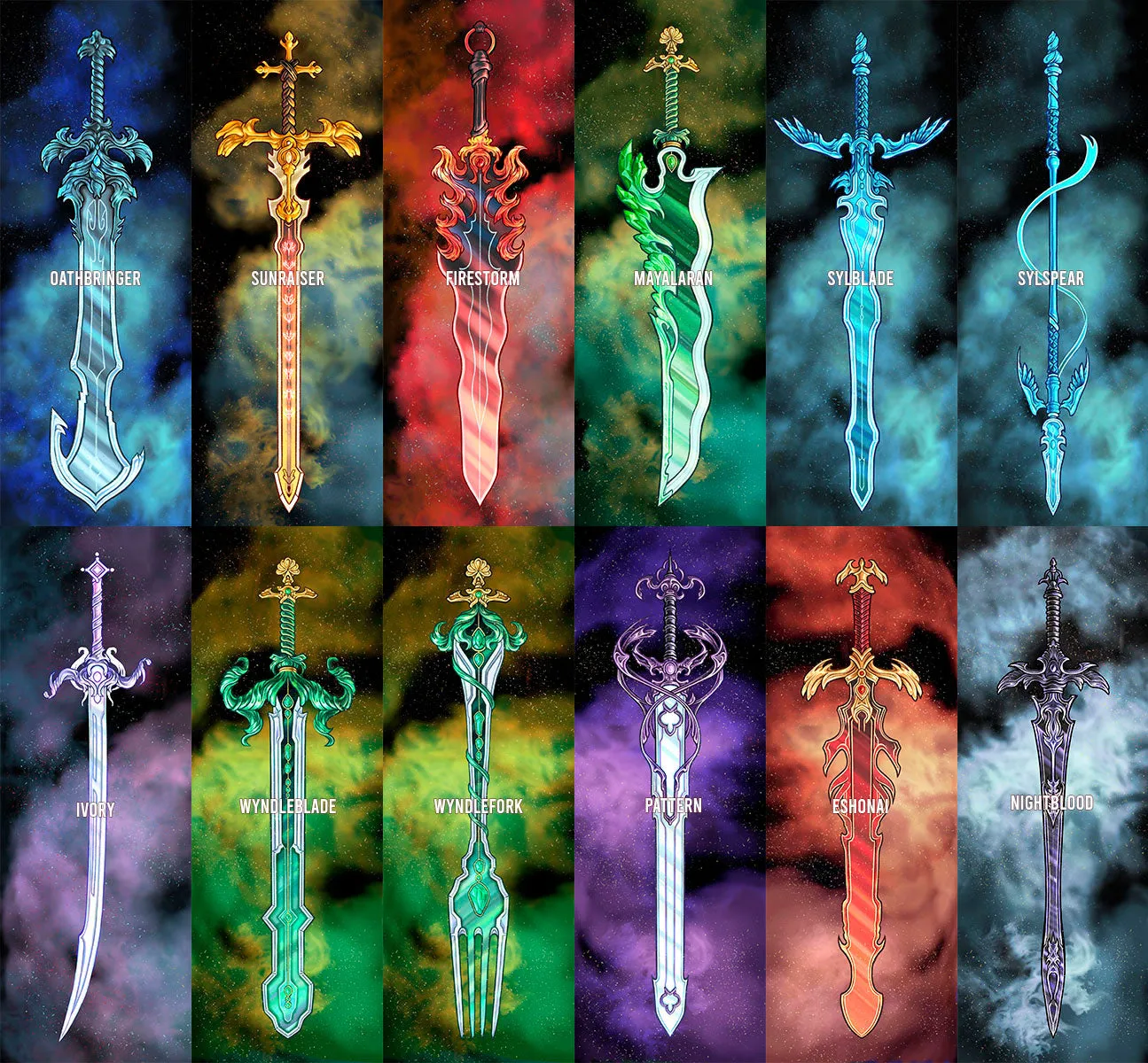 Shardblade Glossy Bookmarks 12 Collection Set, Stormlight Archive