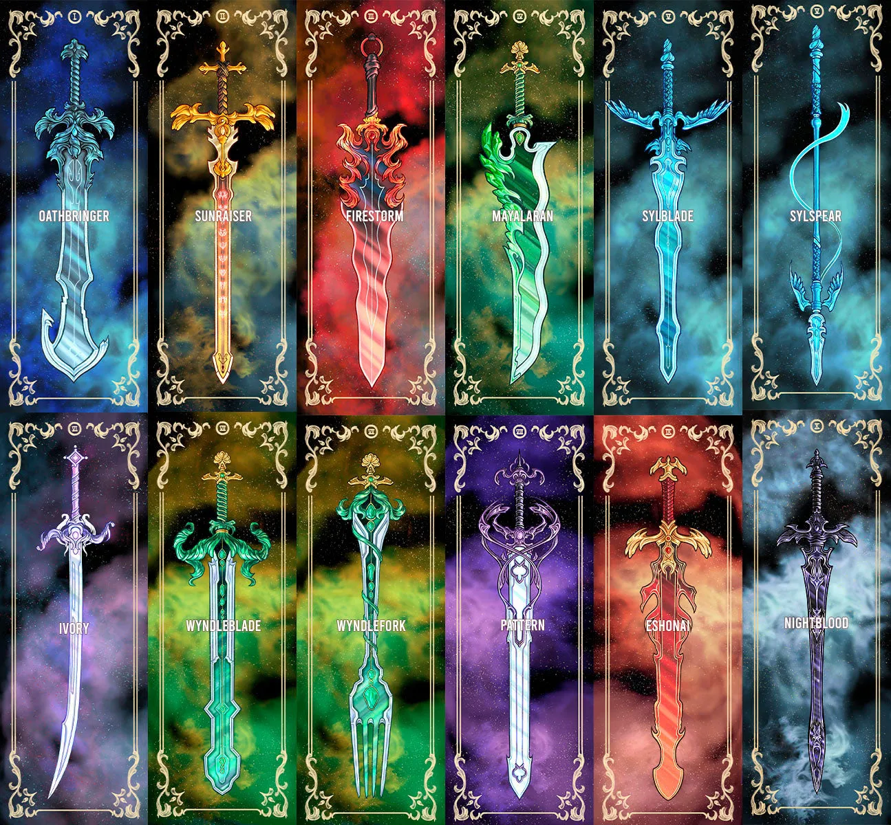 Shardblade Glossy Bookmarks 12 Collection Set, Stormlight Archive