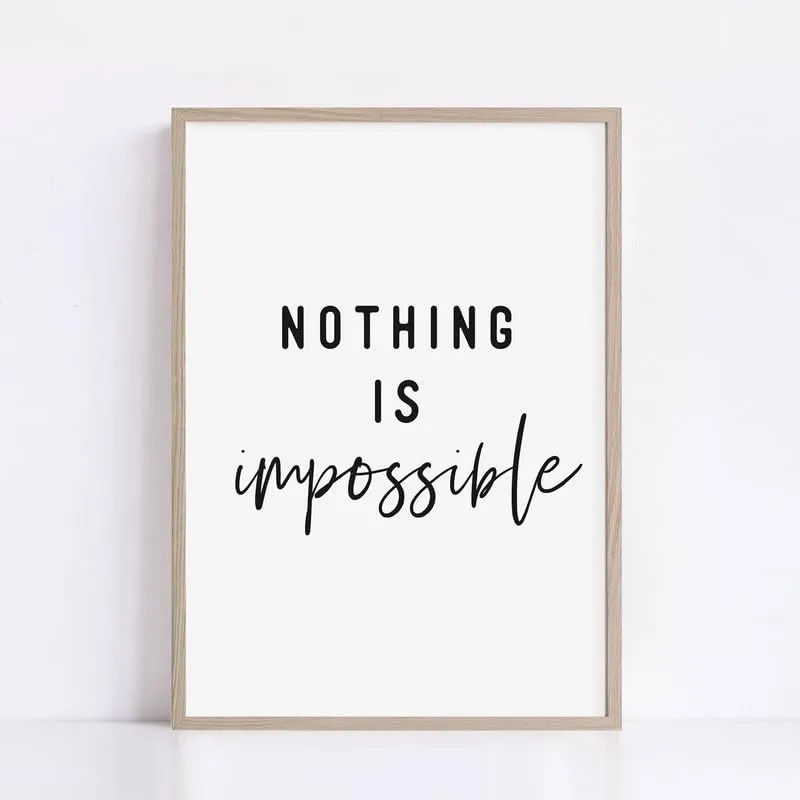 SHIVOID Nothing is Impossible Poster - for Wall, Living Room, Drawing Room, Home, Bedroom, Office, Gym (13×19 inches)