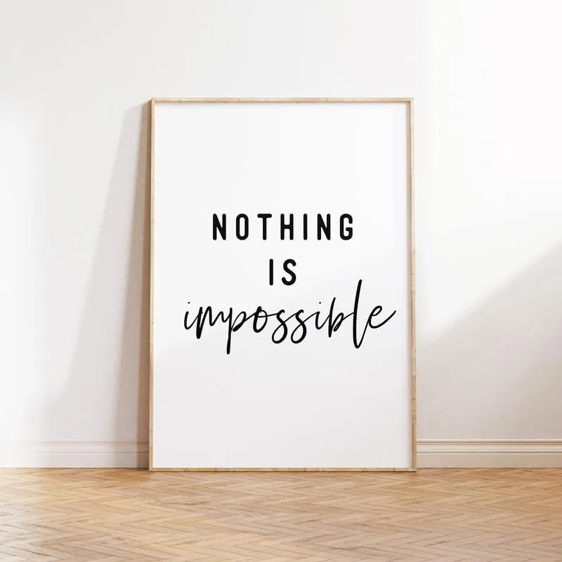 SHIVOID Nothing is Impossible Poster - for Wall, Living Room, Drawing Room, Home, Bedroom, Office, Gym (13×19 inches)