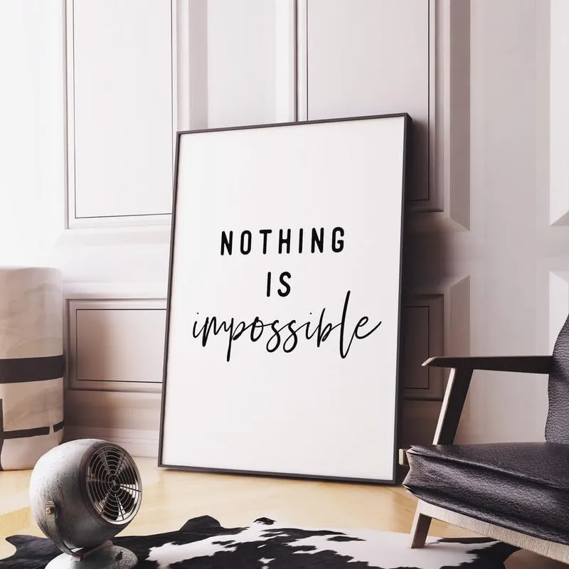 SHIVOID Nothing is Impossible Poster - for Wall, Living Room, Drawing Room, Home, Bedroom, Office, Gym (13×19 inches)