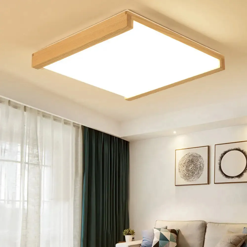 Simplicity Wood LED Flush Mount Ceiling Light for Bedroom