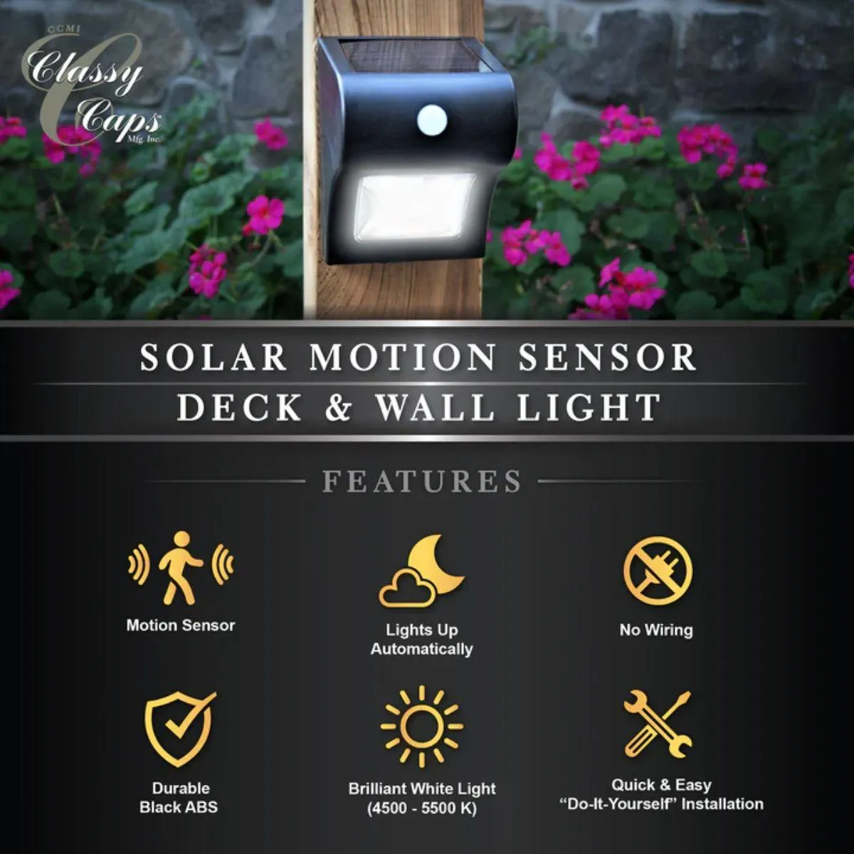 Solar LED Outdoor Wall Sconce 4500K (Pack Of 2)