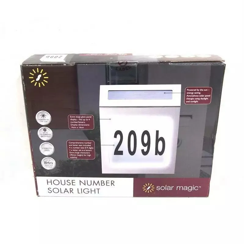 Solar Magic House Number Solar Light Stainless Steel 10 Lumens