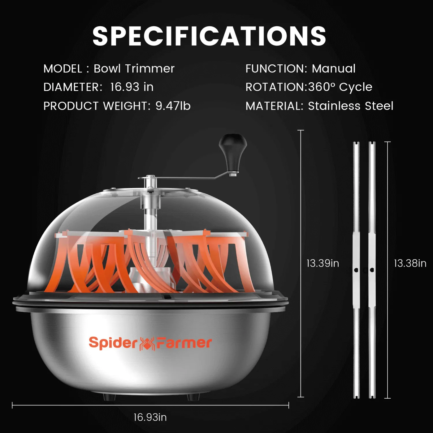 Spider Farmer 16" Bowl Leaf Trimmer