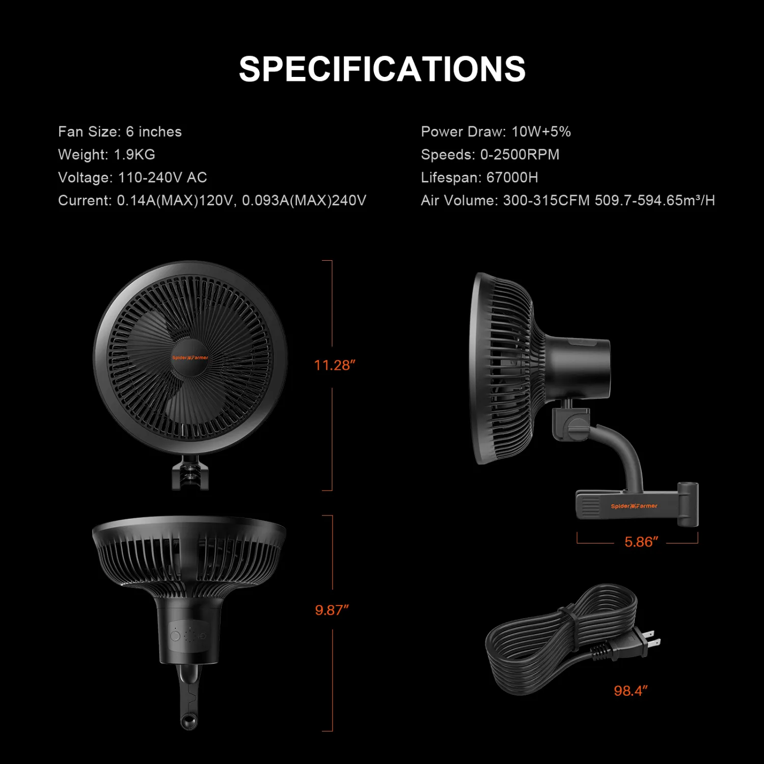 Spider Farmer 6" Clip Fan