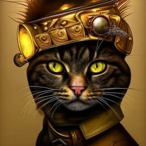 Steampunk Cat  - steampunk  cat wall art  print ,Digital Art File, Edgy Wall Decor, AI Generated Art -