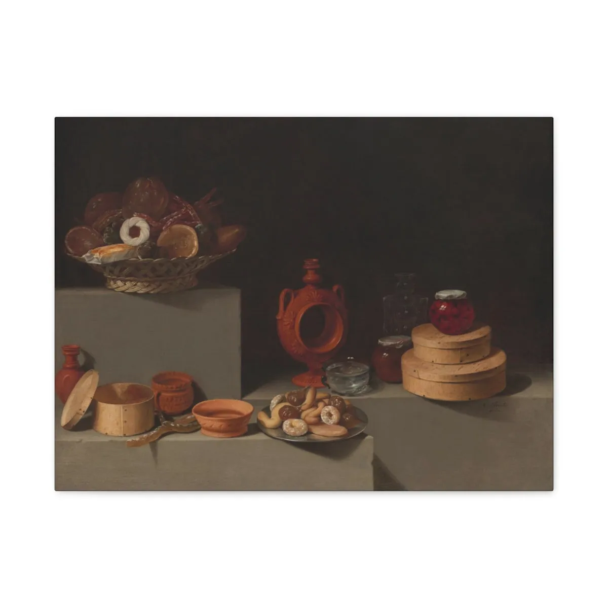 STILL LIFE WITH SWEETS AND POTTERY