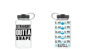 Straight Outta Shape Water Bottle, Motivational Water Bottle, Fitness Water Tracker, Wide Mouth, Straight out of, outta, Drink Moore Water