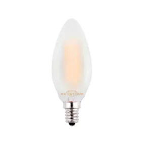 Straight Tip Chandelier Filament bulb, 60W Equivalent, B11 shape, E12 Candelabra base, 3000K, 90 CRI , Frosted