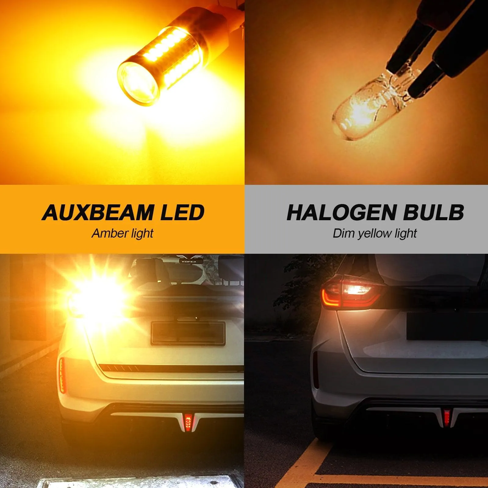 T20 7443 7440 LED Turn Signal Light Rear/Front, Side Maker Light 20W 4000LM 3500K Amber 33LED Series | 2 Bulbs