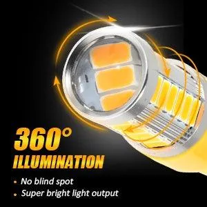 T20 7443 7440 LED Turn Signal Light Rear/Front, Side Maker Light 20W 4000LM 3500K Amber 33LED Series | 2 Bulbs