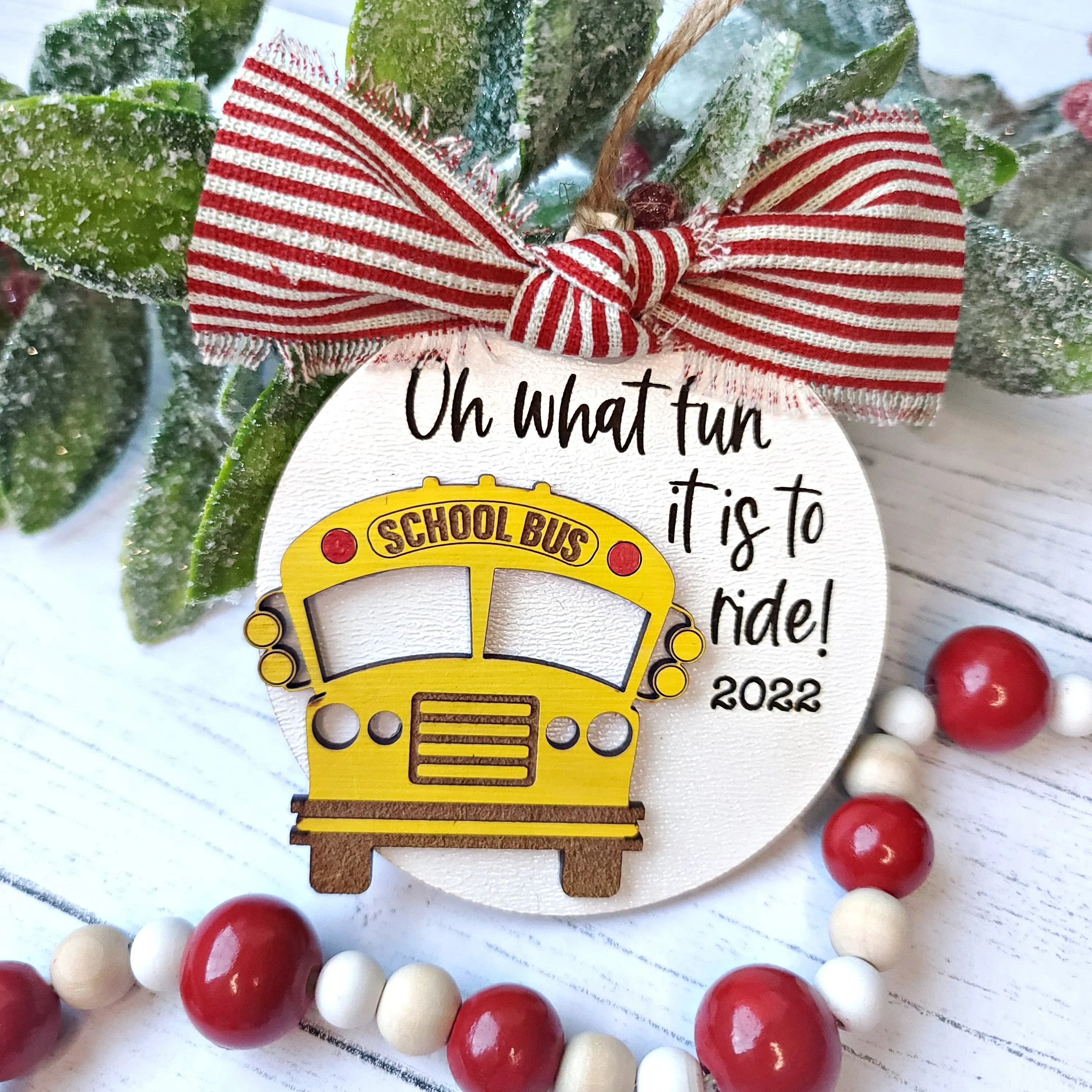 Teacher Pencil & Bus Driver Christmas Ornament | Laser Cut SVG Bundle