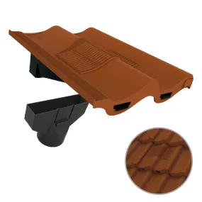 Terracotta Double Pantile Roof Tile Vent & Adapter for Marley Redland Sandtoft