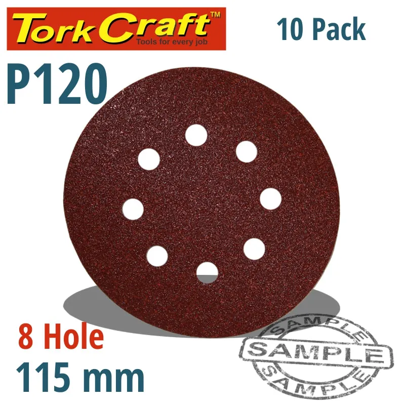 TORK CRAFT SANDING DISC 115MM 120 GRIT WITH HOLES 10/PK HOOK AND LOOP ABR30120