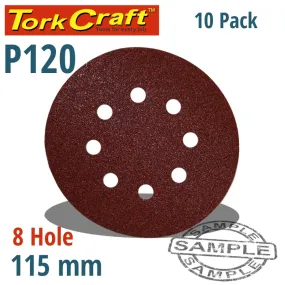 TORK CRAFT SANDING DISC 115MM 120 GRIT WITH HOLES 10/PK HOOK AND LOOP ABR30120