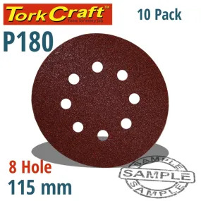 TORK CRAFT SANDING DISC 115MM 180 GRIT WITH HOLES 10/PK HOOK AND LOOP ABR30180