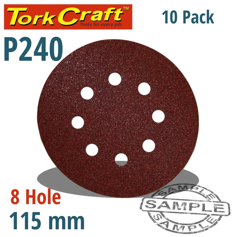 TORK CRAFT SANDING DISC 115MM 240 GRIT WITH HOLES 10/PK HOOK AND LOOP ABR30240