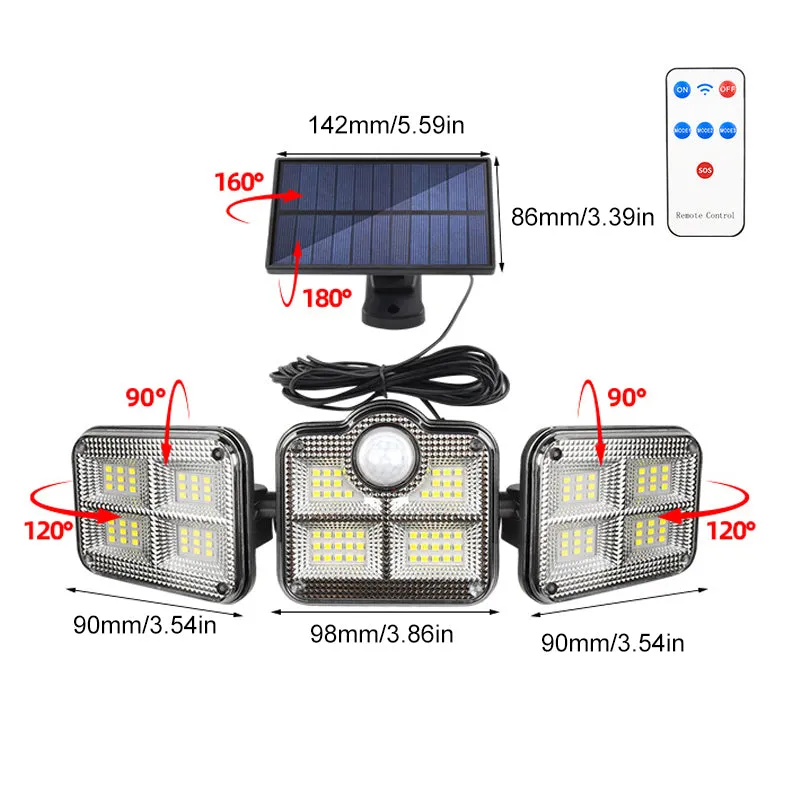 Triple LED Solar Wall Light