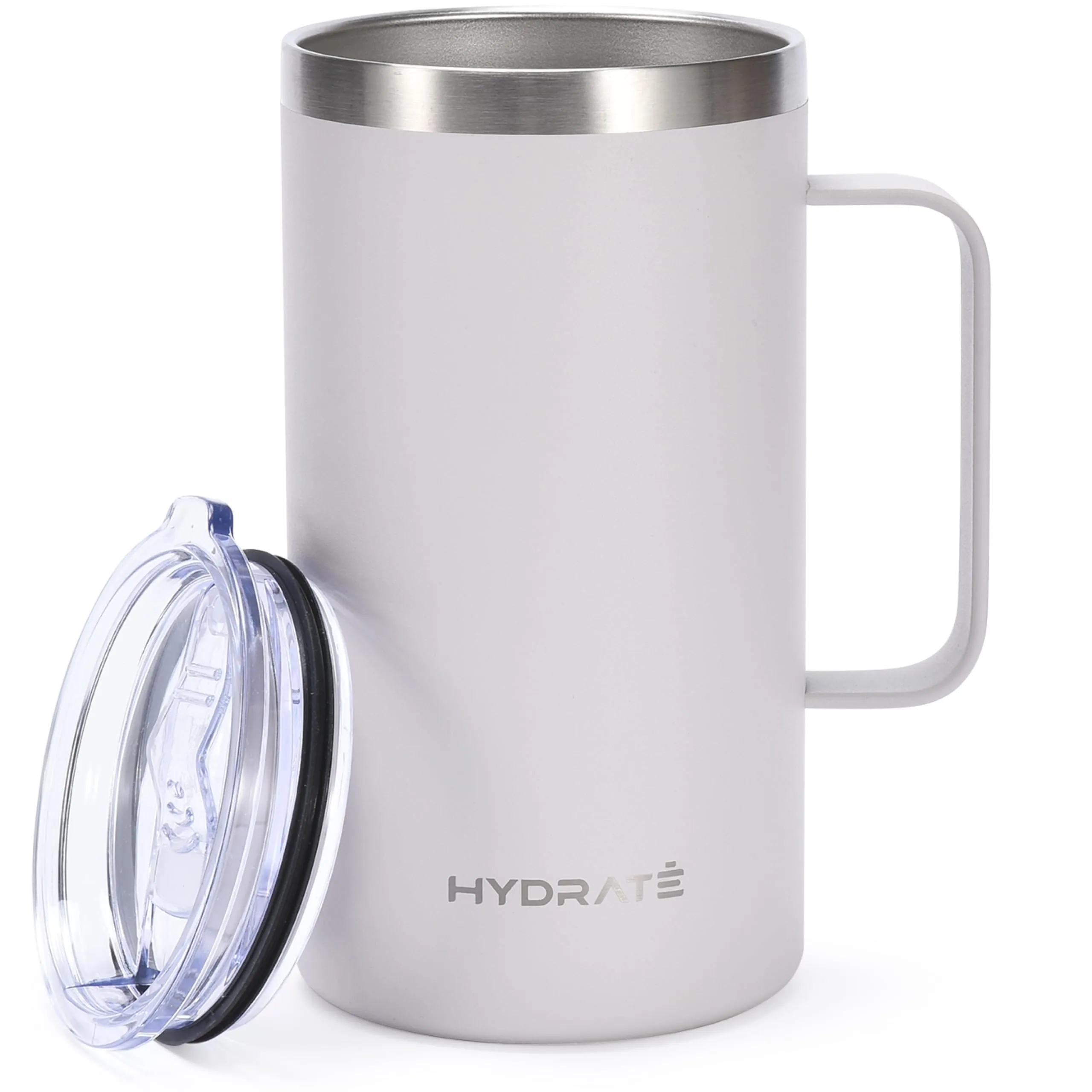 Tumbler With Handle 24oz Gray Coffee Mug, Stainless Steel Reusable Travel Mug