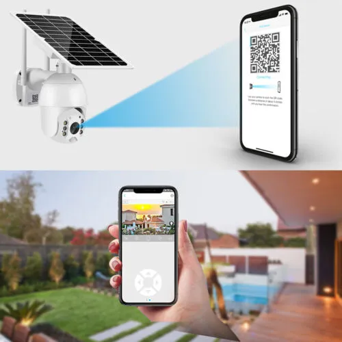 Ubox Wireless Solar Powered WIFI Security Camera Outdoor Flood Light LED PTZ