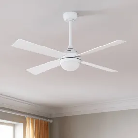 White 1320mm With 3 Colors LED Light 4 Blades Ceiling Fan AC Motor