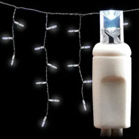 Wide Angle 5MM LED Icicle Lights - 100 Count - Pure White (Cool White) - White Wire