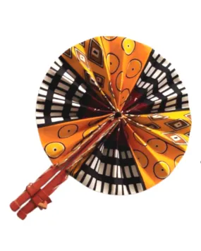 Yellow & Black Multi-Pattern African Print Fan